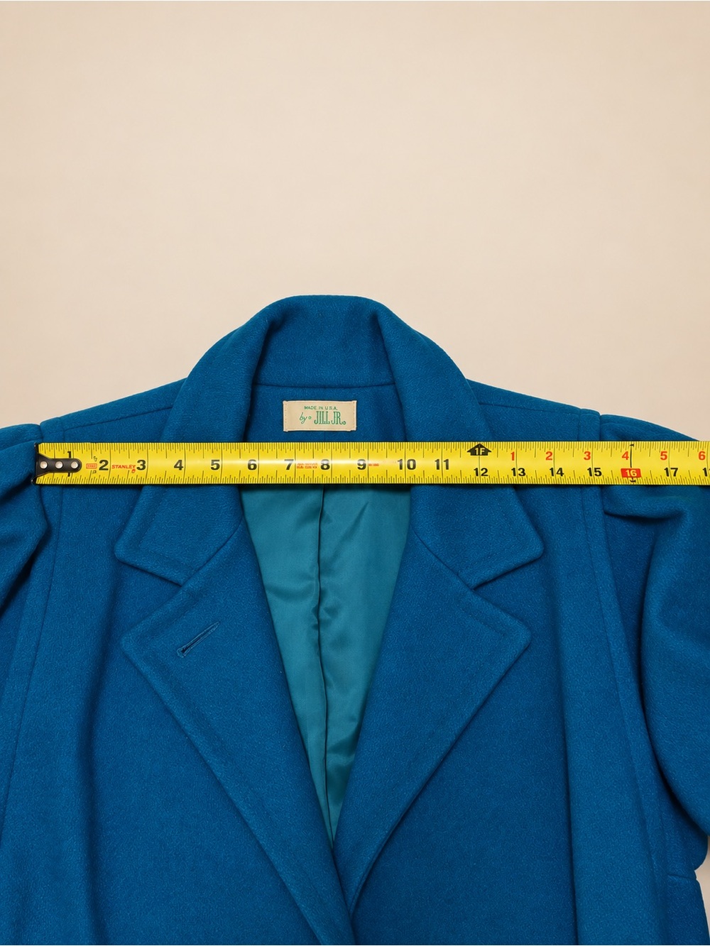 Vintage Jill Jr. Teal Blue Long Coat – Puff Shoulder - Picture 10 of 10